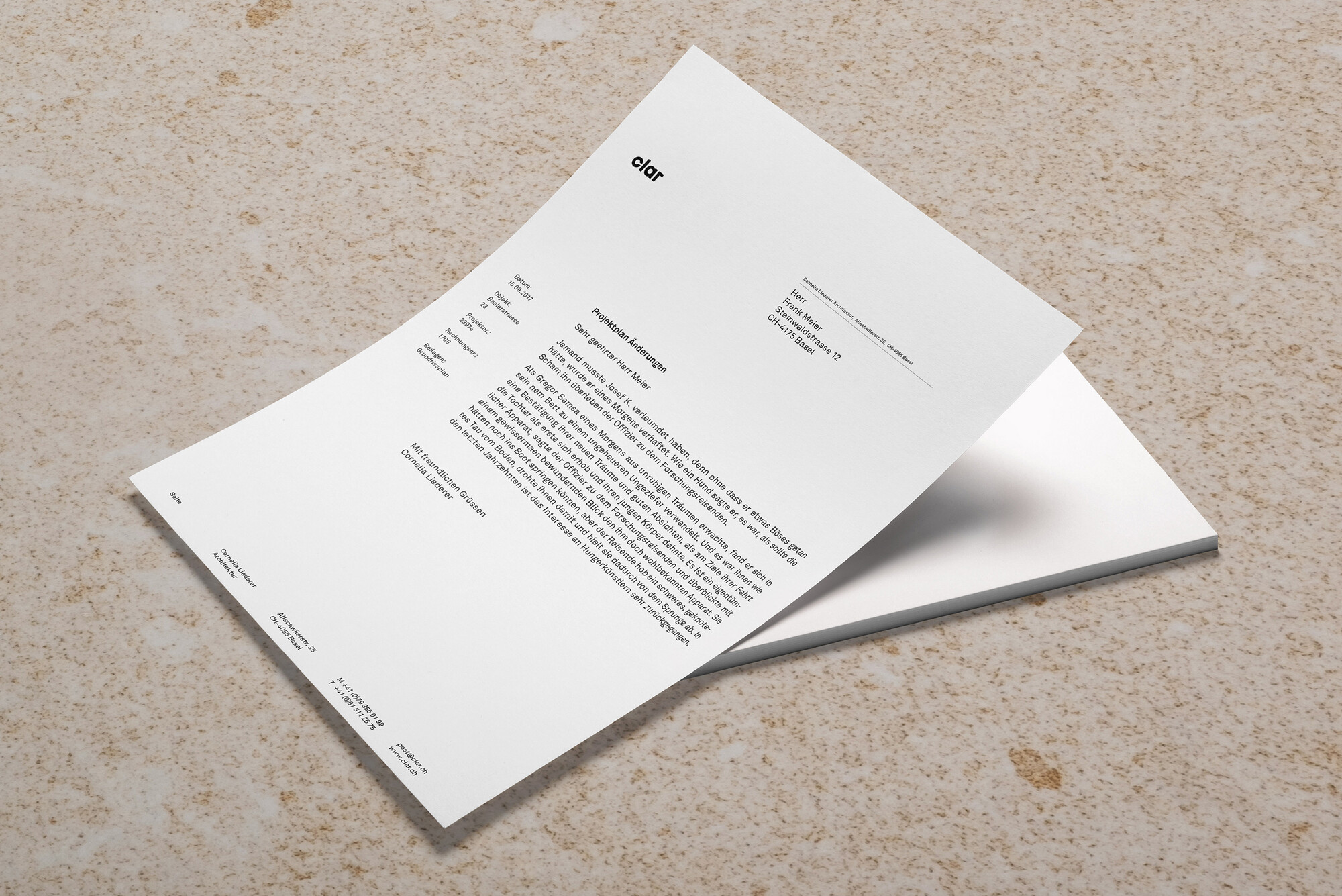 Ansicht Briefpapier