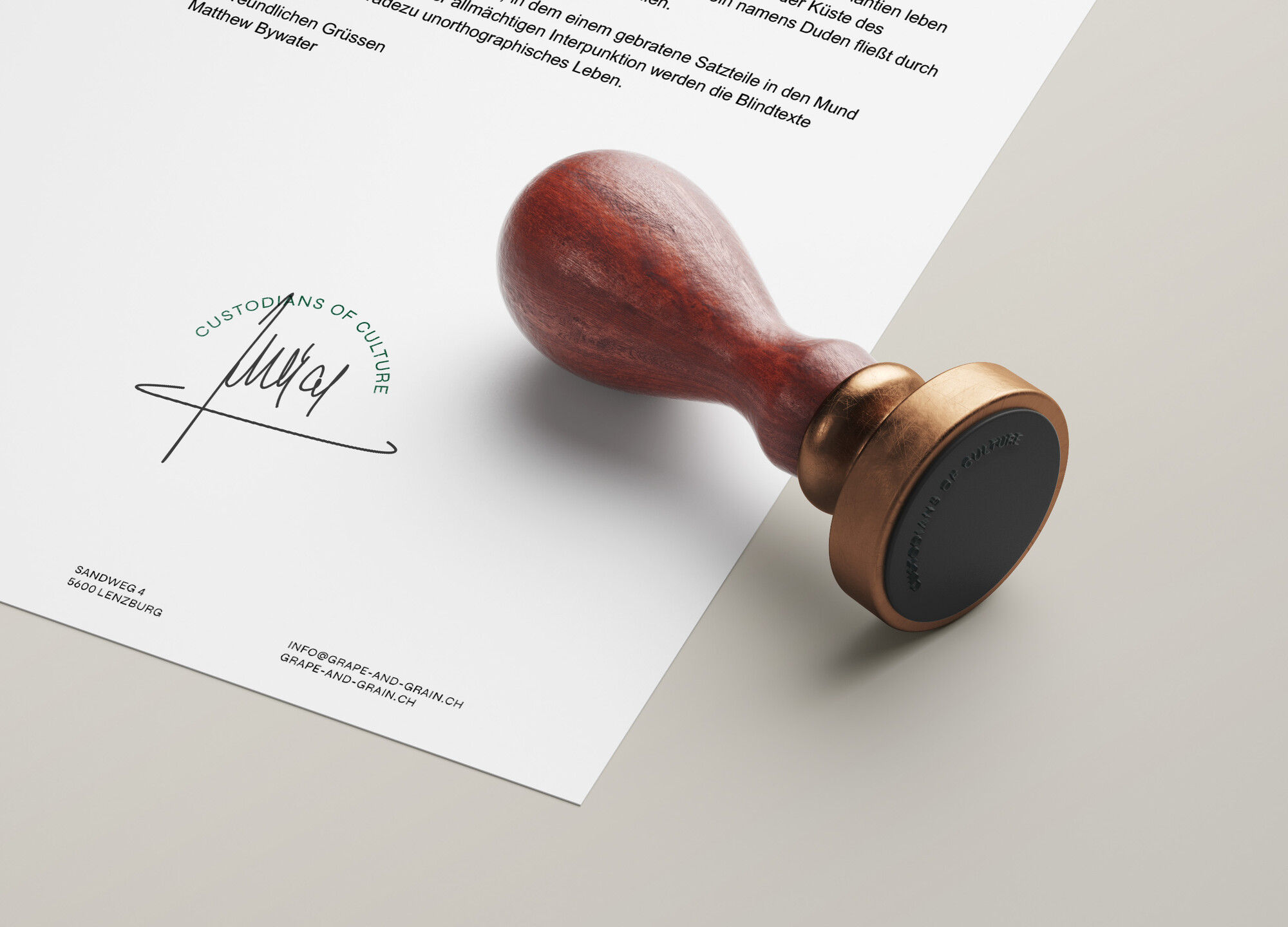 Stempel mit dem Logo von Grape & Grain