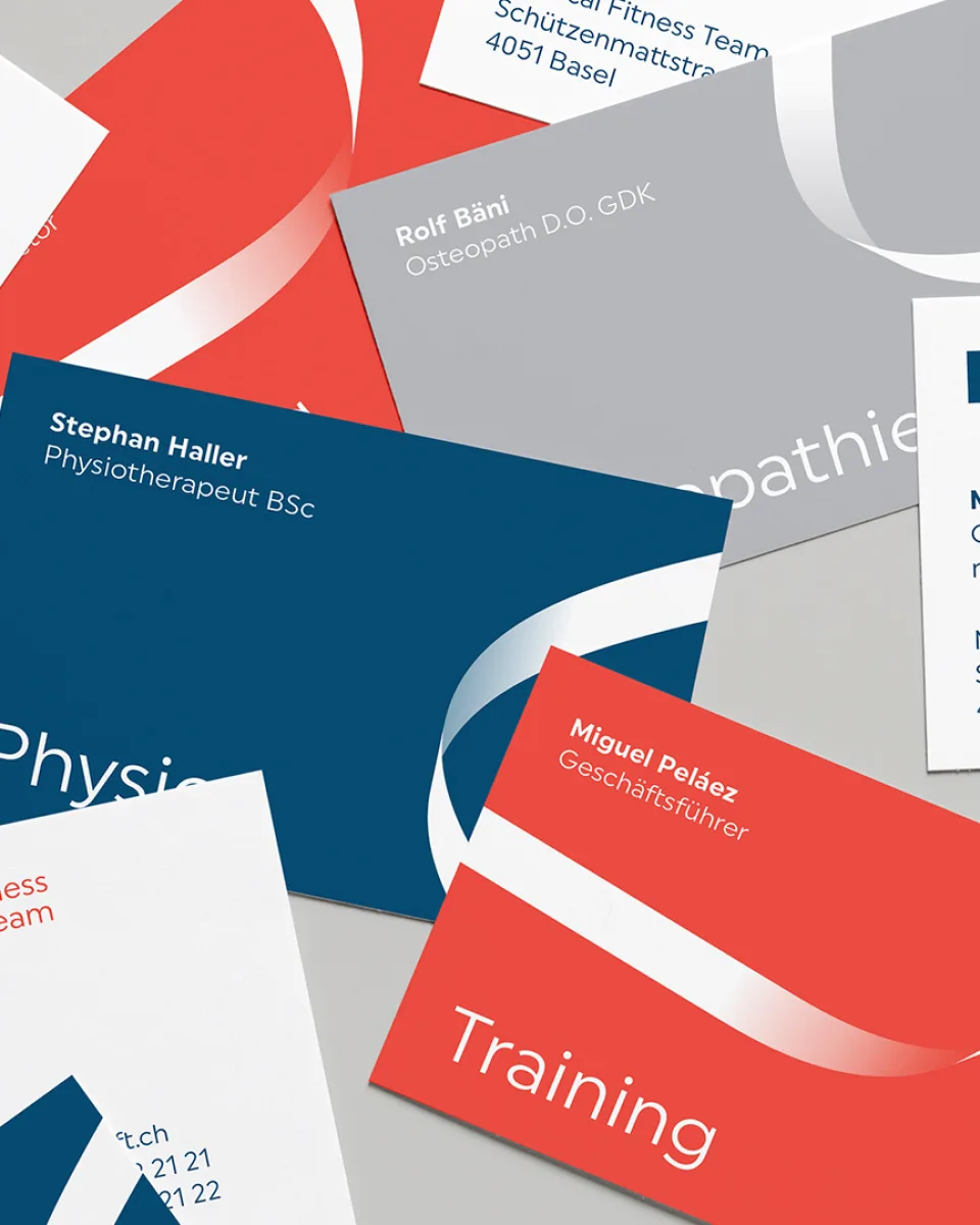 Diverse Visitenkarten Medical Fitness Team