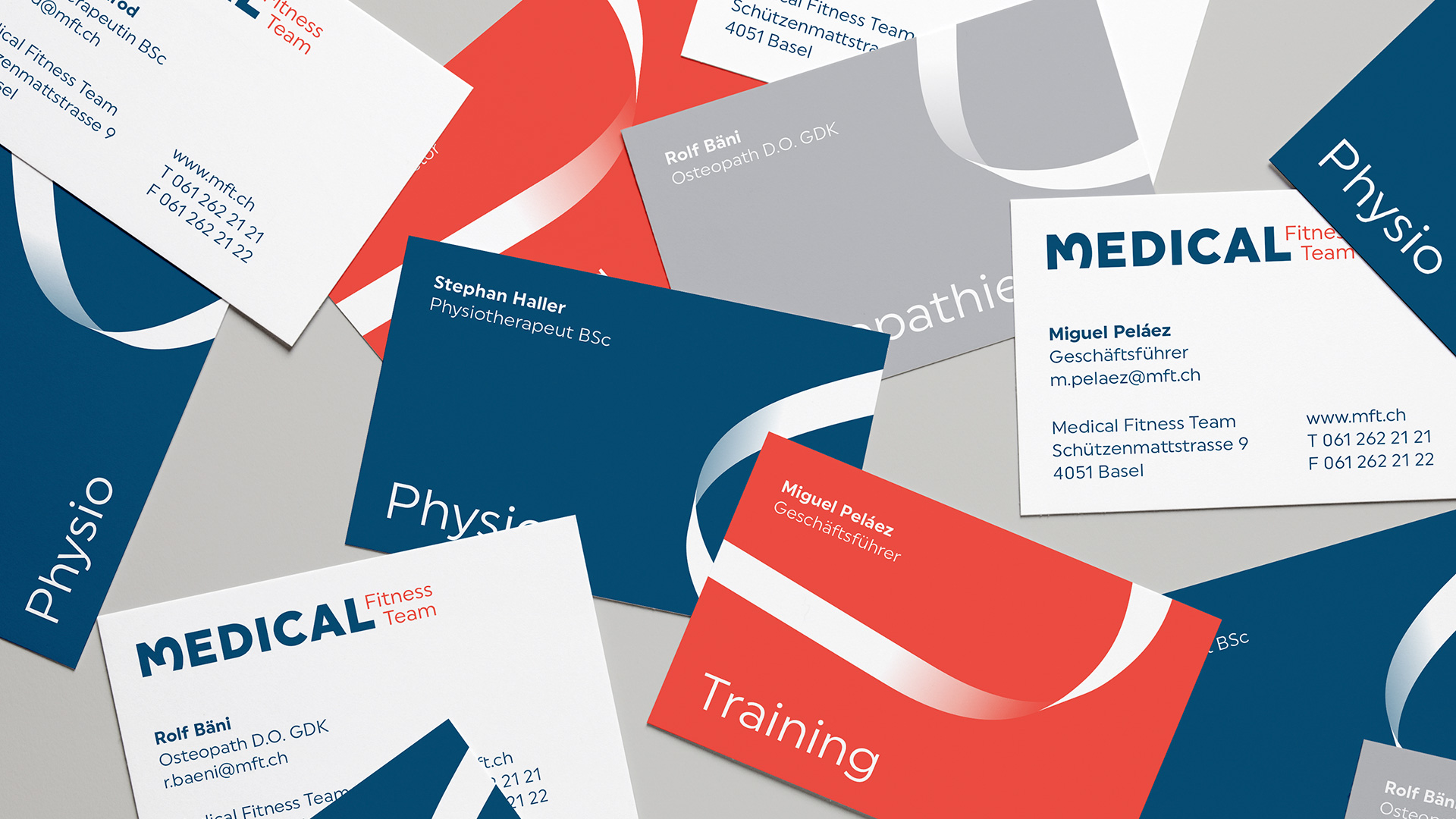 Diverse Visitenkarten Medical Fitness Team