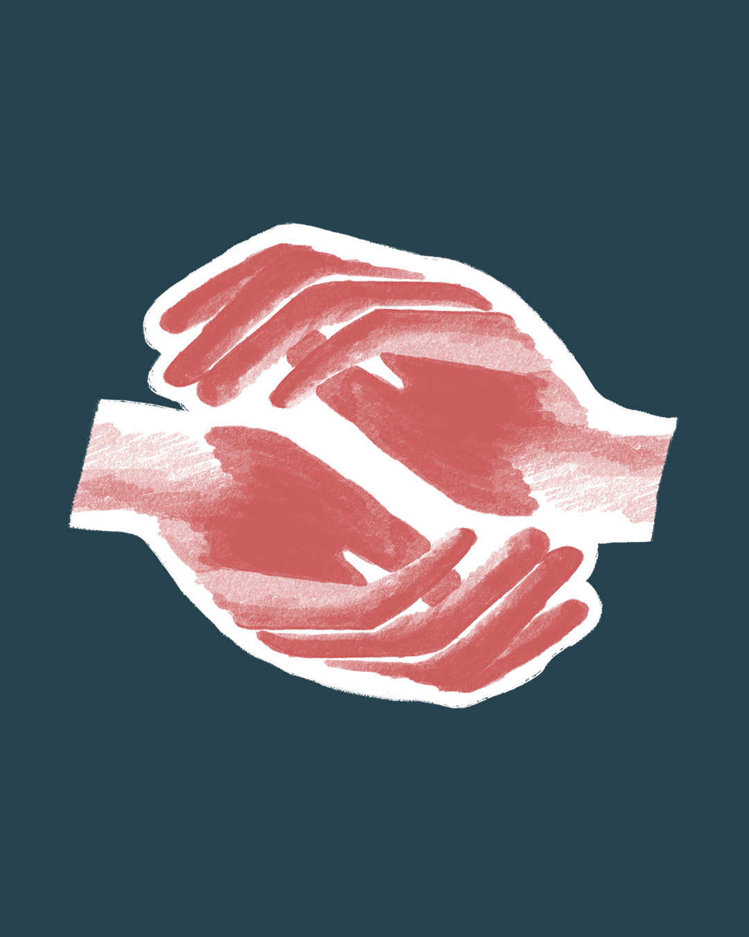 Illustration Ineinandergreiffende Hände für Community-Beitrag Brustzentrum