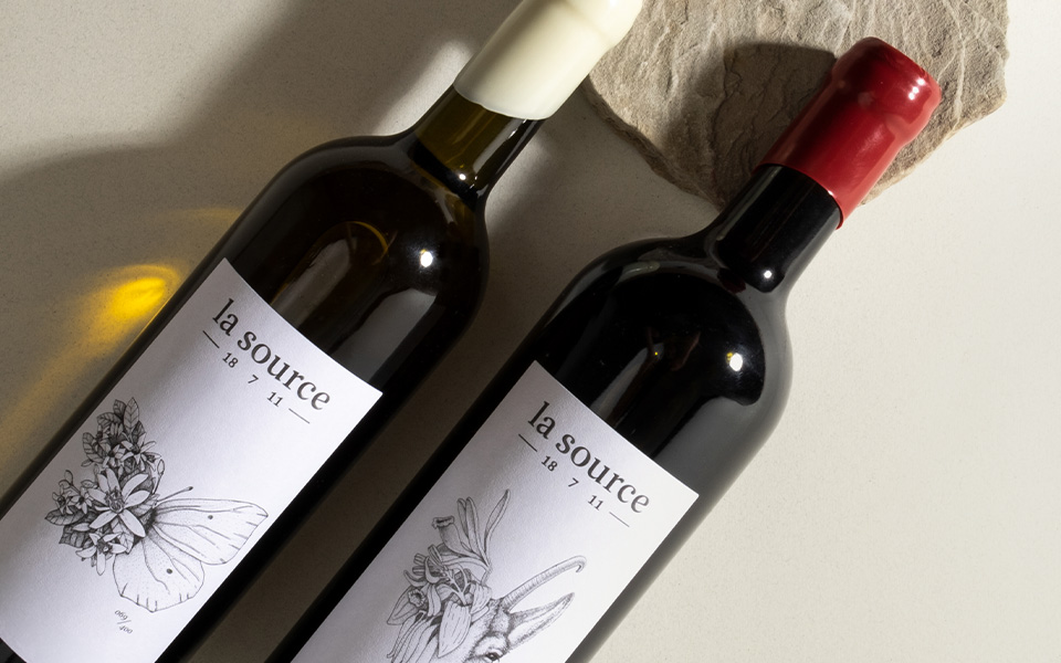 Stilleben Weisswein und Rotwein Lasource